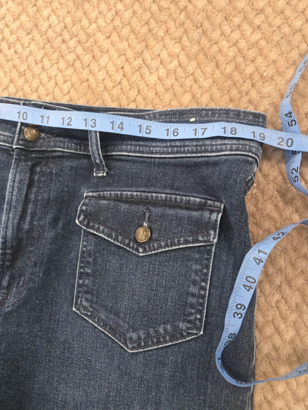 GAP '70s Flare High Rise Jeans | Dark Wash Stretch Denim | Size 18R - Picture 5 of 13